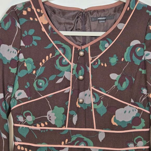 Nice Claup Women's Brown Floral A Line Dress. Size Medium - Picture 6 of 9